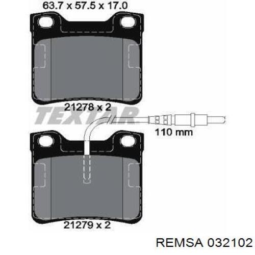 Задние дисковые колодки Remsa 032102