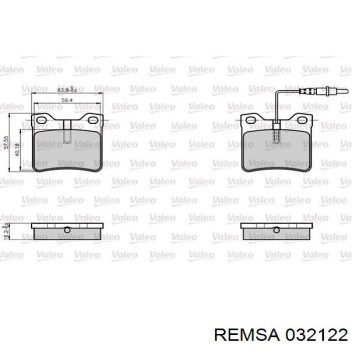 Задние дисковые колодки Remsa 032122