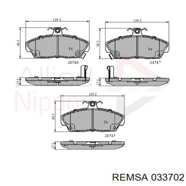Тормозные колодки Remsa 033702