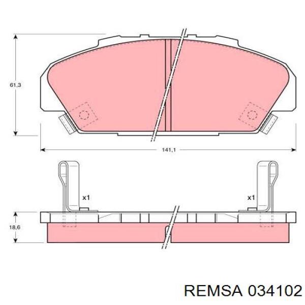 Передние тормозные колодки 034102 Remsa