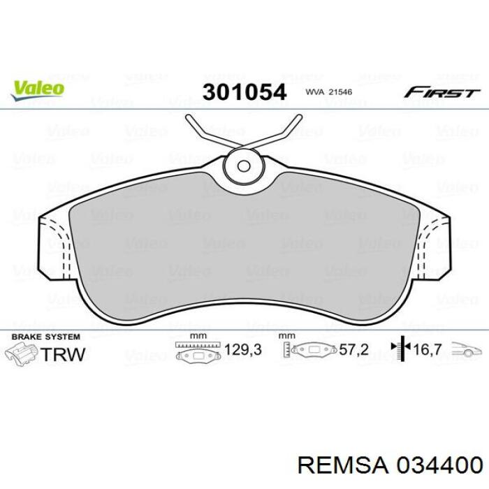 Передние тормозные колодки 034400 Remsa