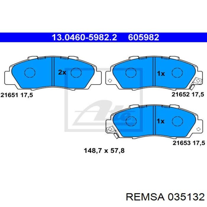Купить 035132 Remsa Колодки тормозные