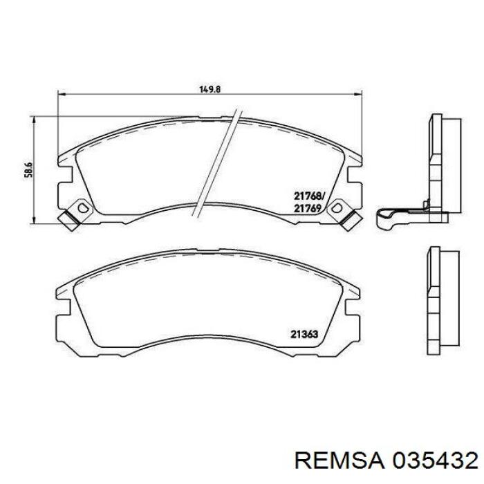 Передние тормозные колодки 035432 Remsa