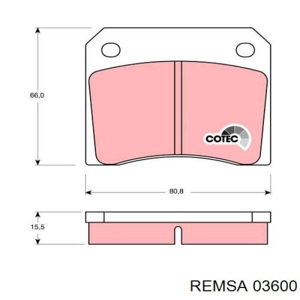 03600 Remsa задние колодки