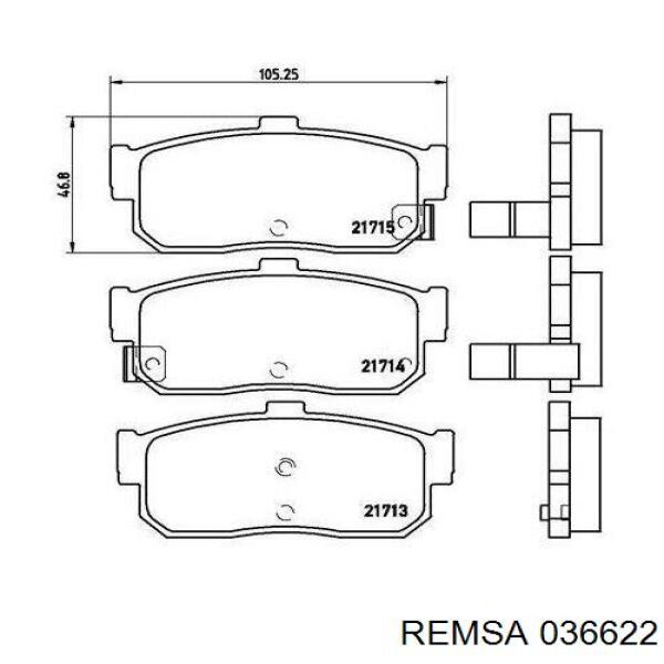 Купить 036622 Remsa Колодки тормозные задние, дисковые