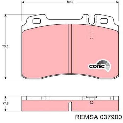 Передние тормозные колодки 037900 Remsa