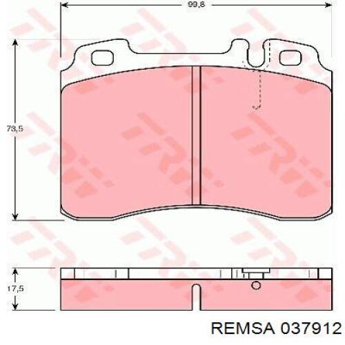 Купить 037912 Remsa Колодки тормозные