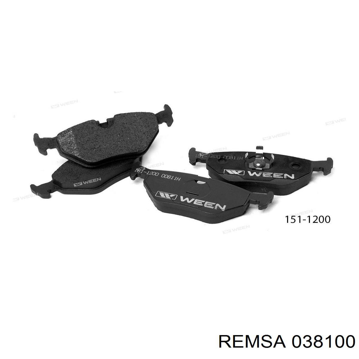 Купить 038100 Remsa Колодки тормозные задние, дисковые