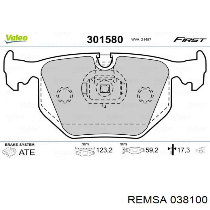 Задние тормозные колодки 038100 Remsa