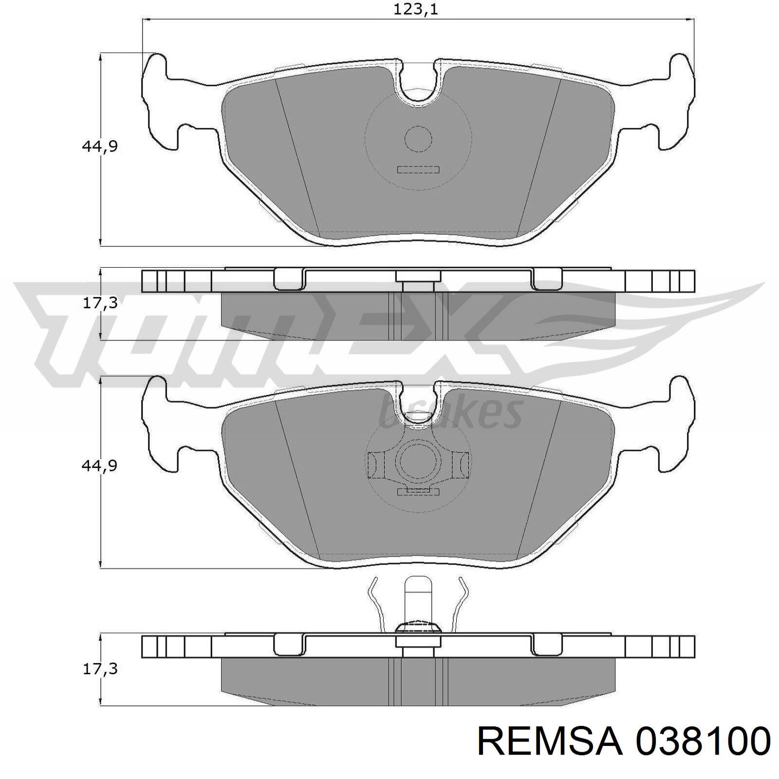 038100 Remsa Колодки тормозные дисковые комплект