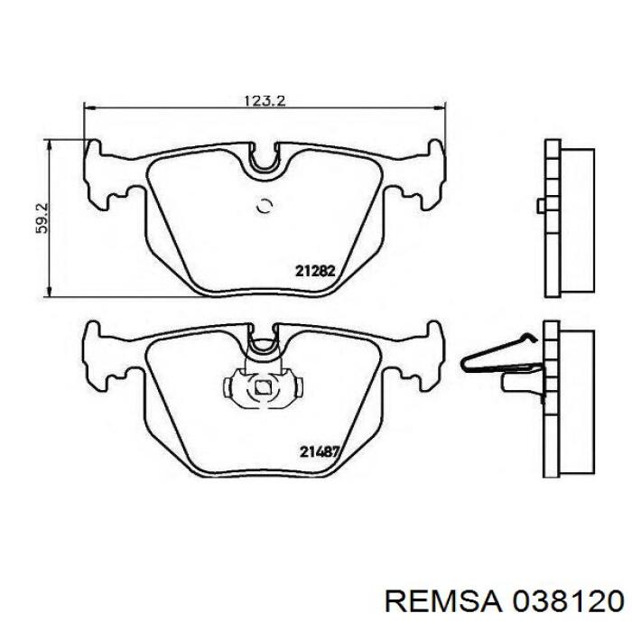 Задние тормозные колодки 038120 Remsa