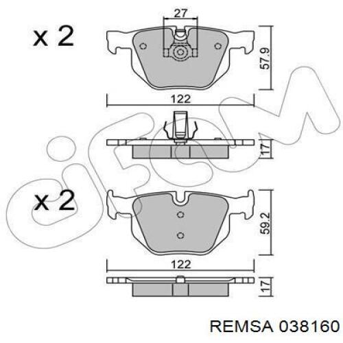 Задние дисковые колодки Remsa 038160