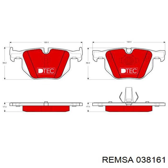 Pastillas de freno traseras 038161 Remsa