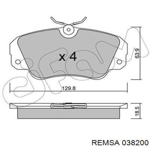 Передние тормозные колодки 038200 Remsa
