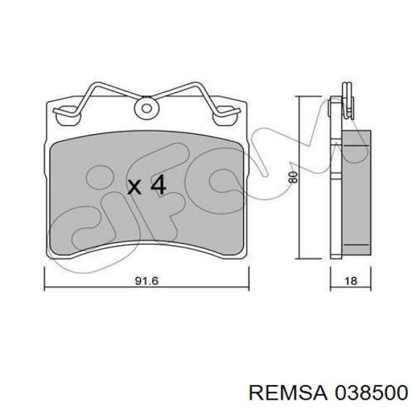 Передние тормозные колодки 038500 Remsa