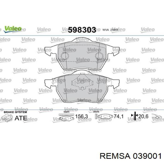 Тормозные колодки Remsa 039001