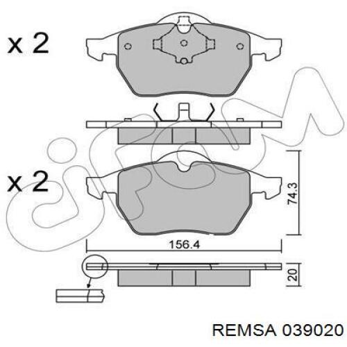 Тормозные колодки Remsa 039020