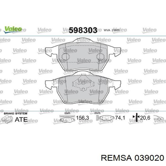Купить 039020 Remsa Колодки тормозные