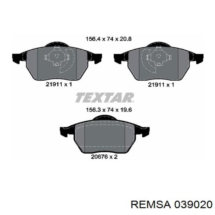 Купить 039020 Remsa Колодки тормозные
