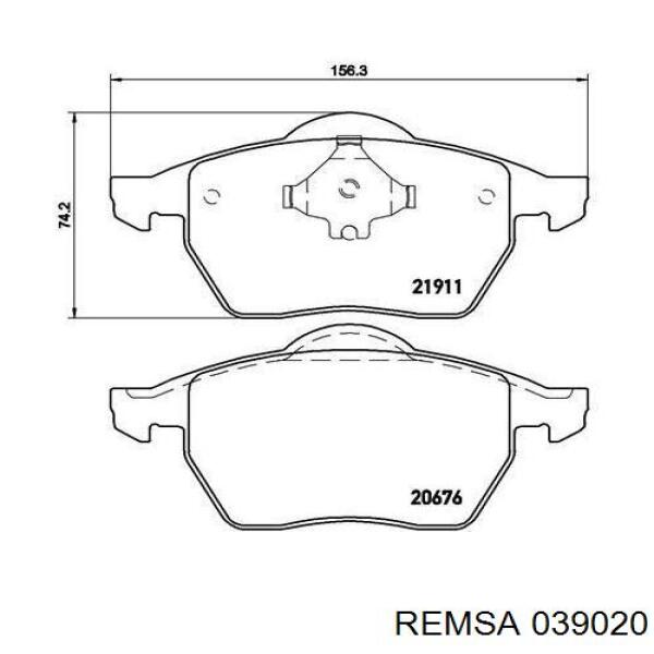 Передние тормозные колодки 039020 Remsa
