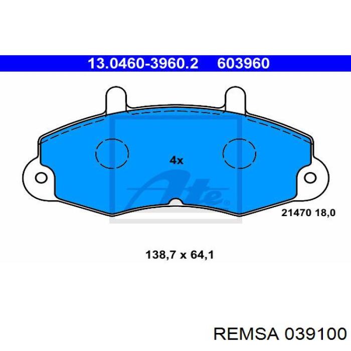 Тормозные колодки Remsa 039100