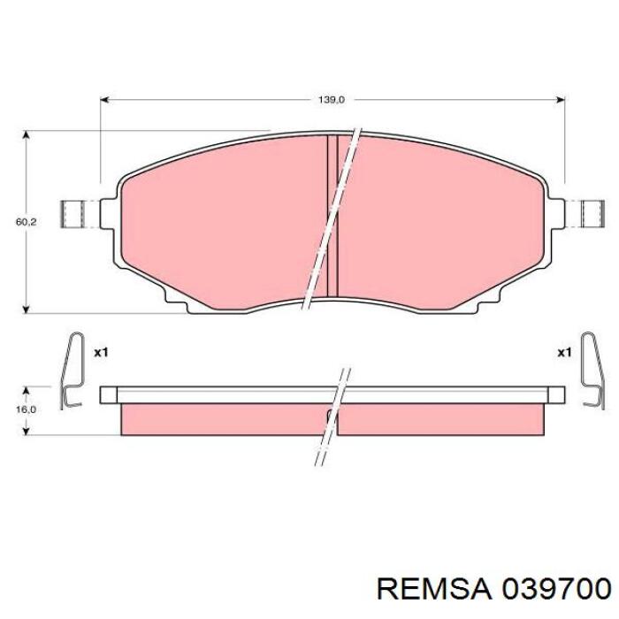 Передние тормозные колодки 039700 Remsa