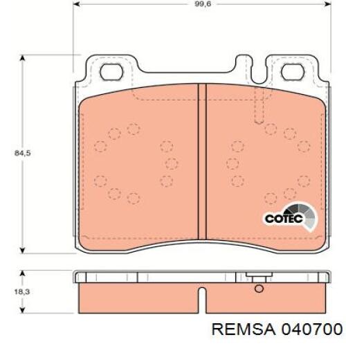 Задние тормозные колодки 040700 Remsa