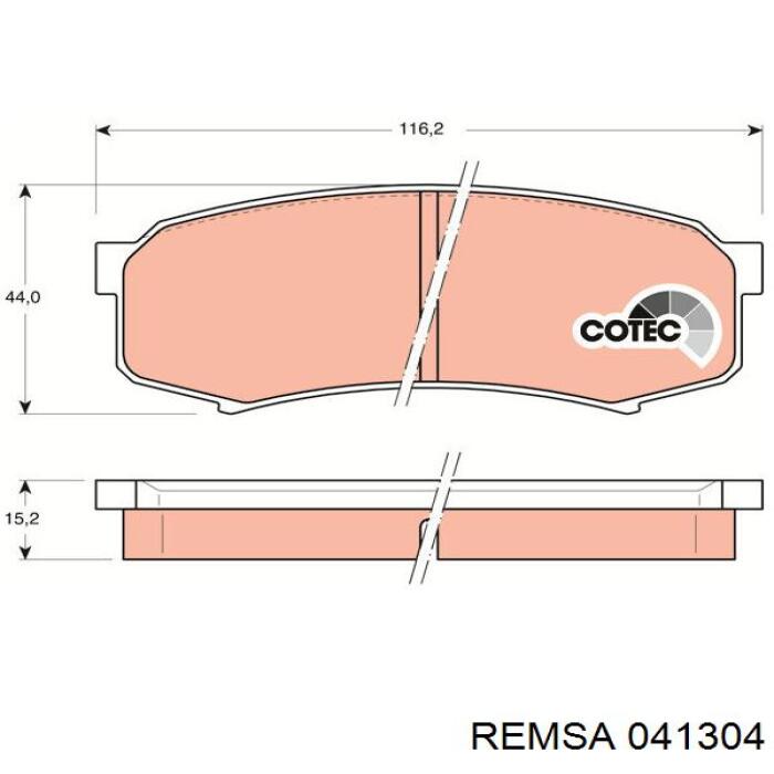 Задние дисковые колодки Remsa 041304