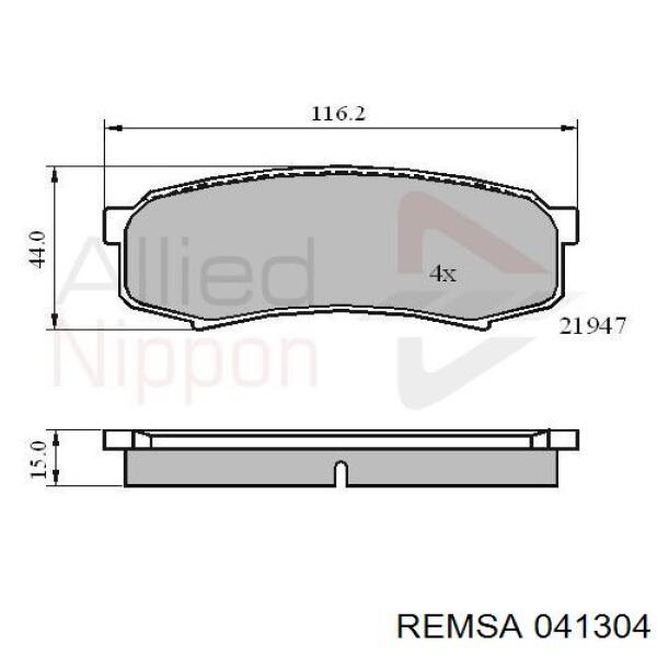 Купить 041304 Remsa Колодки тормозные задние, дисковые