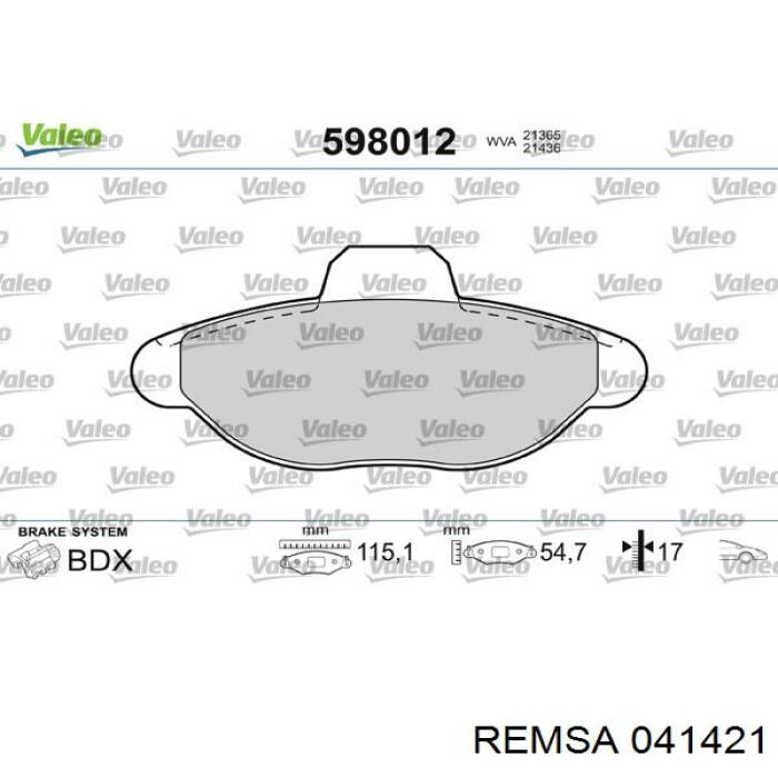 Тормозные колодки Remsa 041421