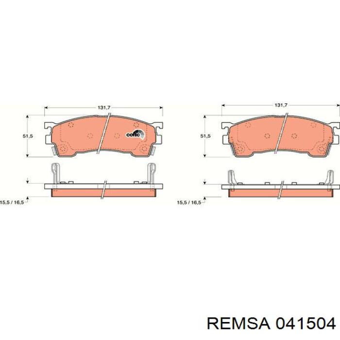 Передние тормозные колодки 041504 Remsa