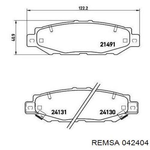 Задние тормозные колодки 042404 Remsa