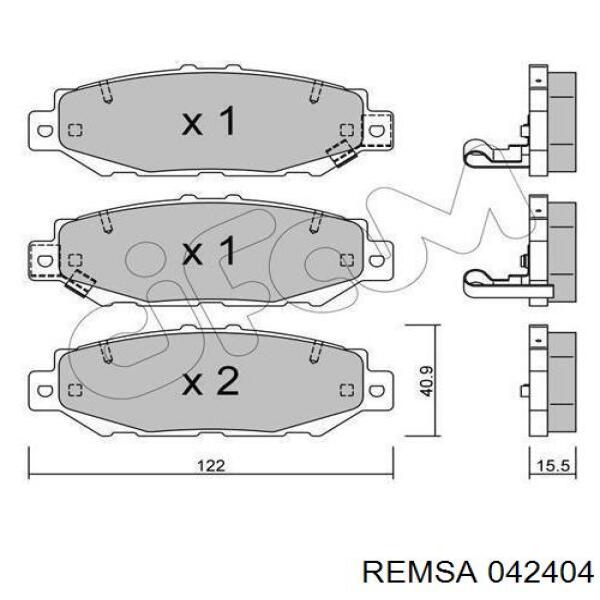 Купить 042404 Remsa Колодки тормозные задние, дисковые