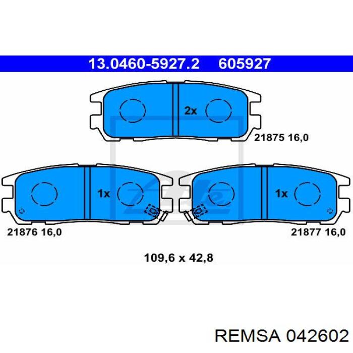 Задние дисковые колодки Remsa 042602