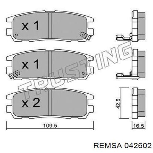 Купить 042602 Remsa Колодки тормозные задние, дисковые