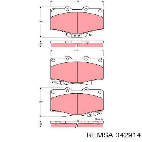 Передние тормозные колодки 042914 Remsa