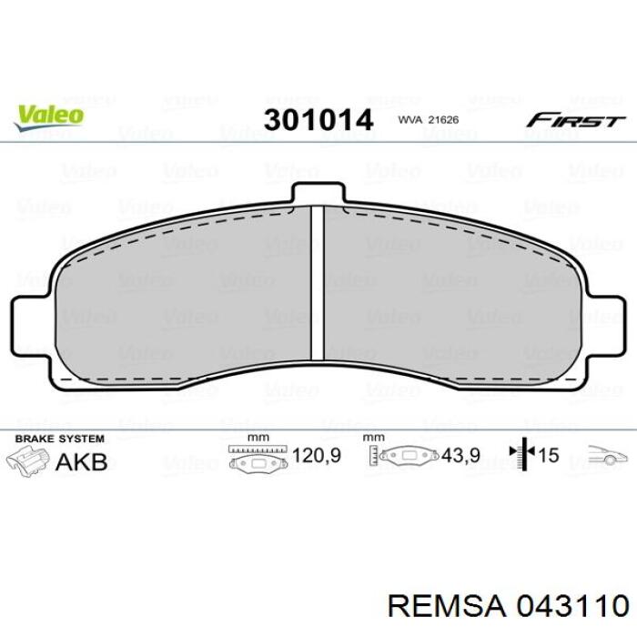 Тормозные колодки Remsa 043110