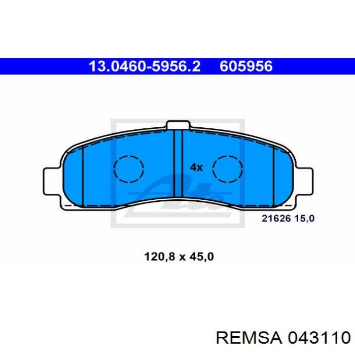 Купить 043110 Remsa Колодки тормозные