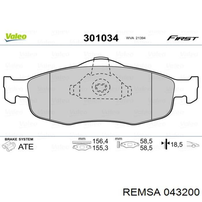 Тормозные колодки Remsa 043200