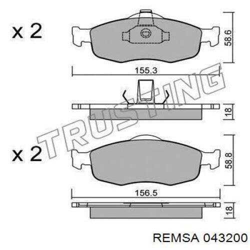 Купить 043200 Remsa Колодки тормозные