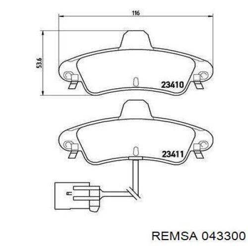 Задние дисковые колодки Remsa 043300