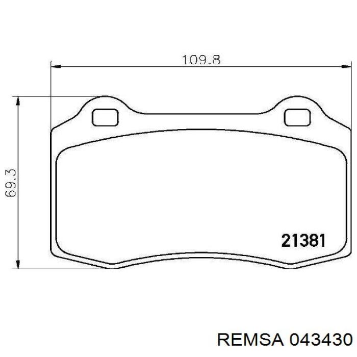 Колодки гальмові задні, дискові 043430 Remsa