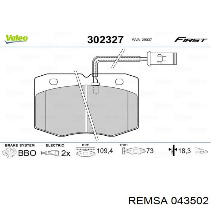 Купить 043502 Remsa Колодки тормозные