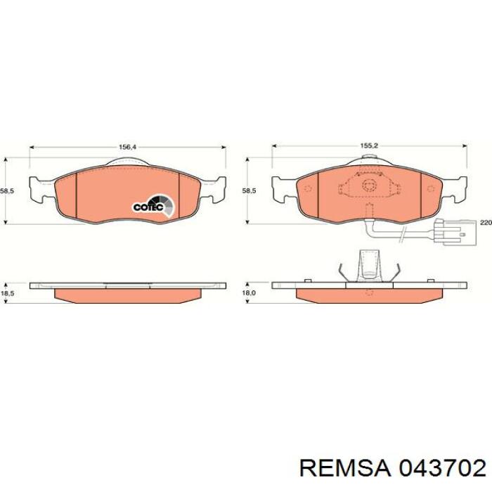 Купить 043702 Remsa Колодки тормозные