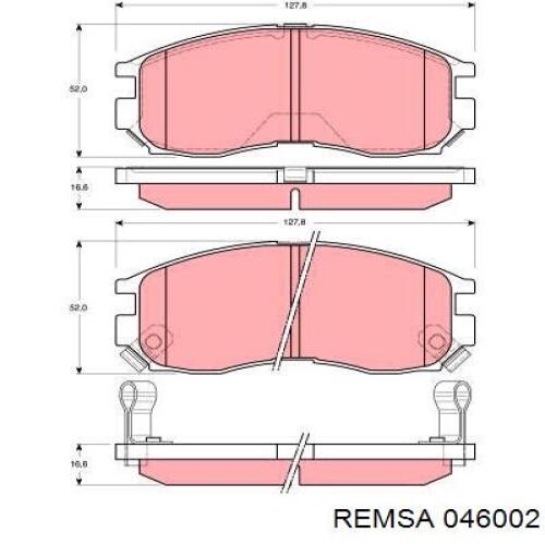 Передние тормозные колодки 046002 Remsa