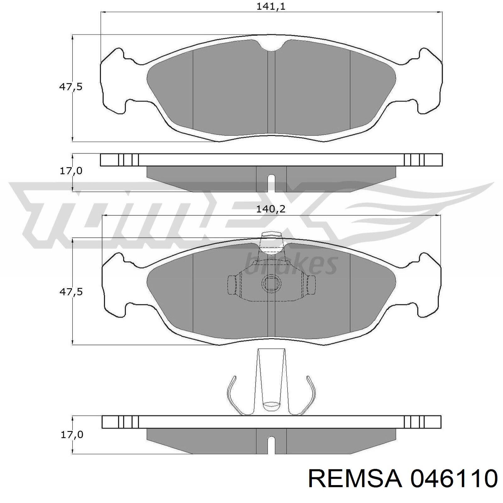 Купить 046110 Remsa Колодки тормозные