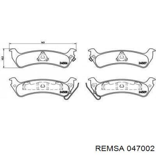 Задние дисковые колодки Remsa 047002