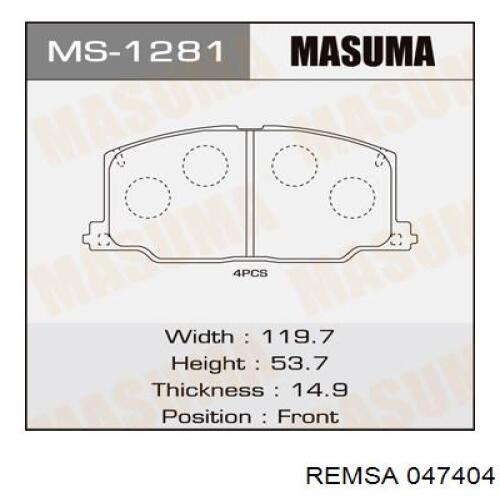 047404 Remsa Колодки передние
