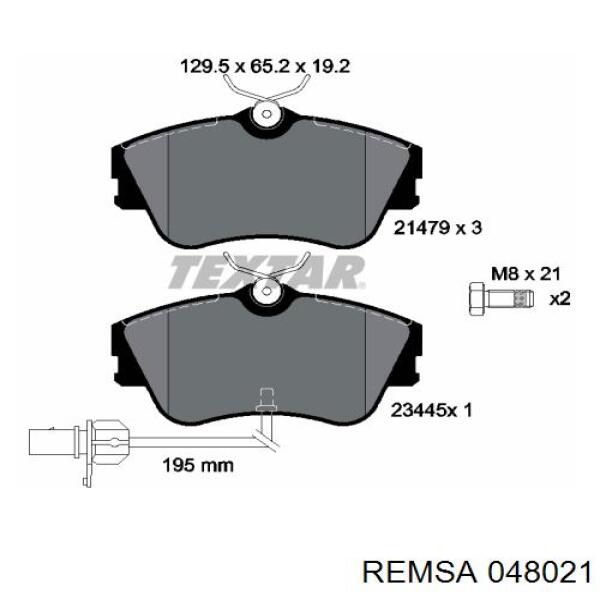 Передние тормозные колодки 048021 Remsa