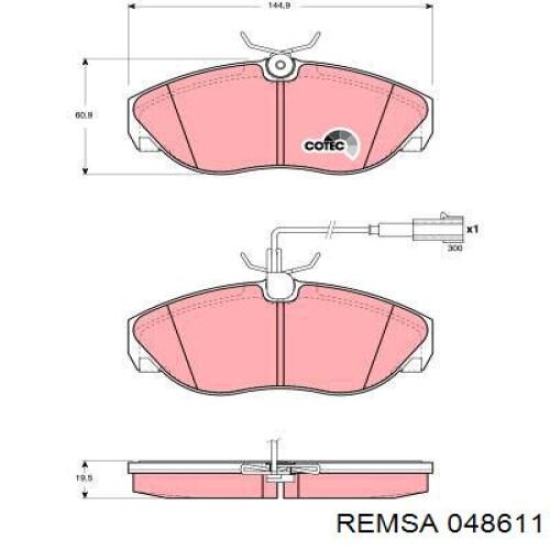 Передние тормозные колодки 048611 Remsa